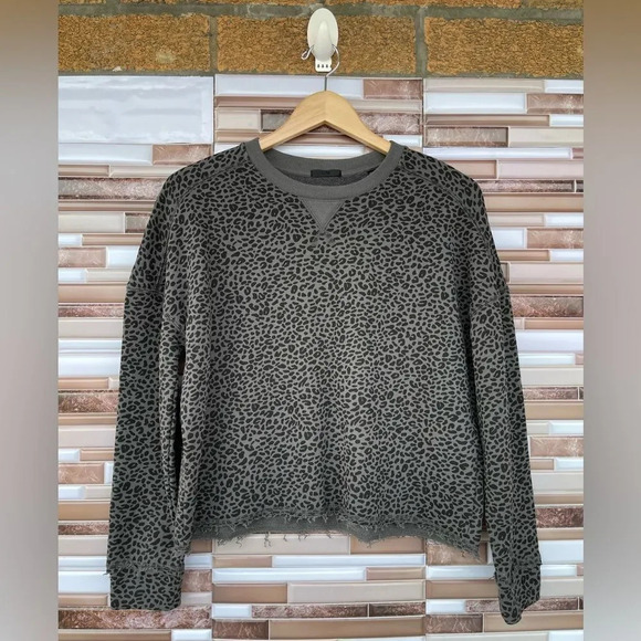 ATM ANTHONY THOMAS MELILLO French Terry Leopard Sweatshirt in Asphalt/Black XS - Picture 1 of 15